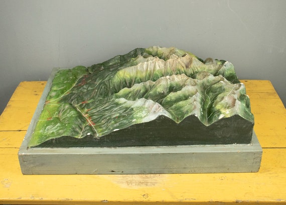 Vintage Geography Plaster Model of Mountains