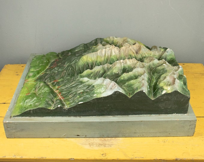 Vintage Geography Plaster Model of Mountains