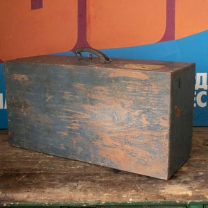 Vintage Wooden Suitcase with a Key