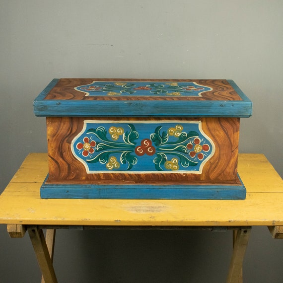 Vintage Romanian Handmade Painted Chest