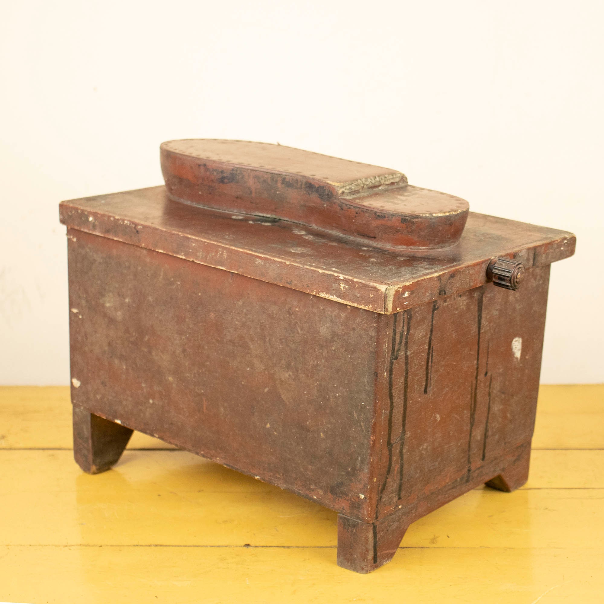 Vintage wooden Shoe Shine box full of Materials 