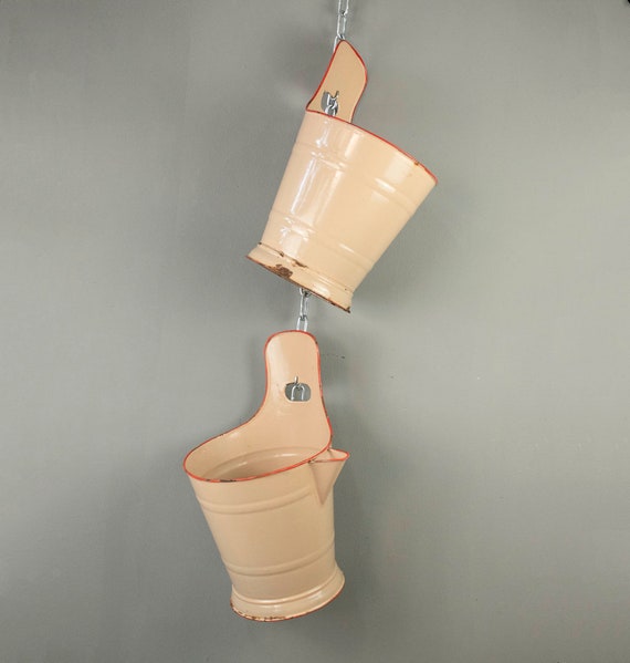 Vintage Beige Porcelain Enamel Bucket from Hungary