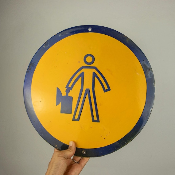 Round Vintage Enamel Mine Sign