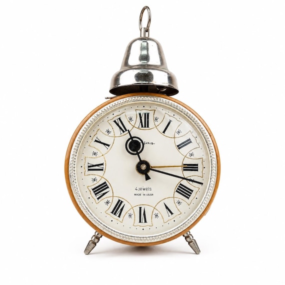 Vintage Jantar Mechanical Alarm Clock, USSR Wind-up Clock