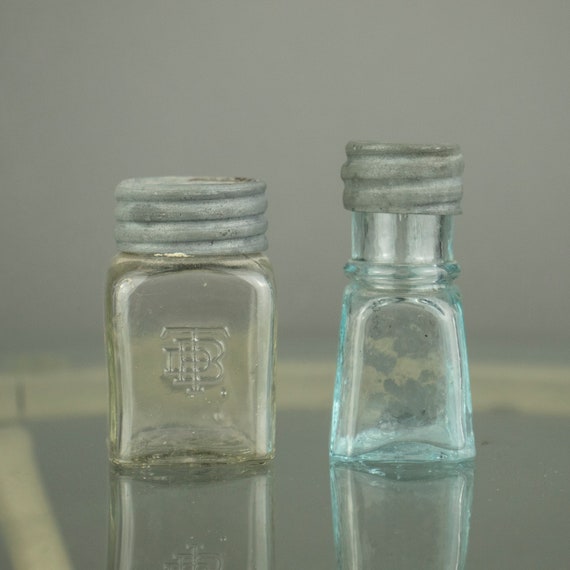 Set of 2 Small Vintage Ink Bottles
