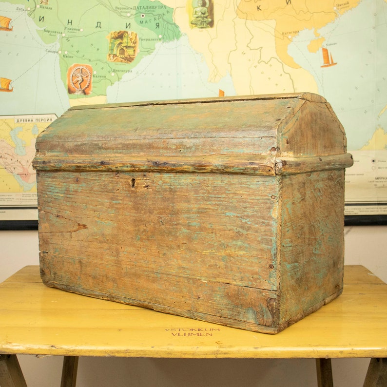 Small Wooden Chest Vintage Wooden Trunk Etsy