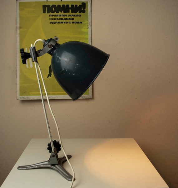 Vintage Industrial Table Lamp, Adjustable Workbench Lamp