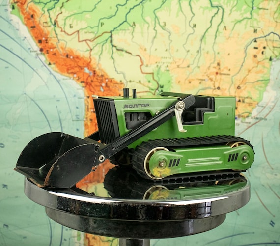 Vintage Bulgarian Metal Bulldozer Toy 1970s