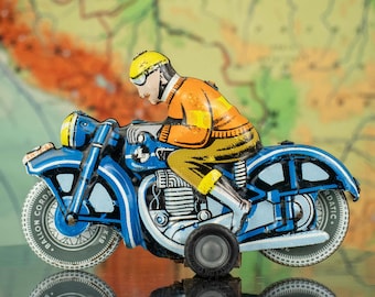 Vintage Friction Tin Toy Motorbike by Lemezarugyar, Hungary