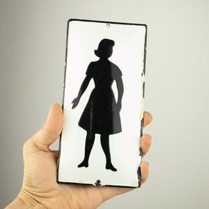 Vintage Porcelain Enamel Ladies&#39; Restroom Sign
