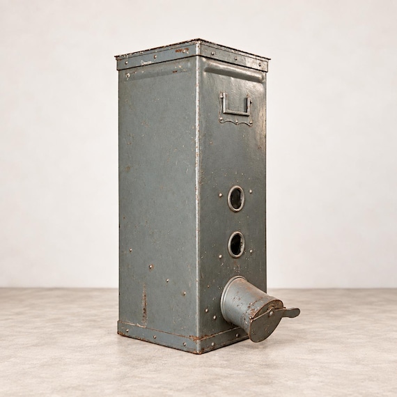 Vintage Industrial Coffee Bean Dispenser, Metal Coffee Grain Container
