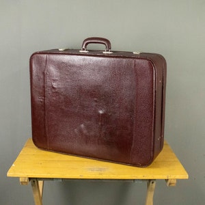 Large Leather Suitcase from 1985, Vintage Leather Suitcase Never Used