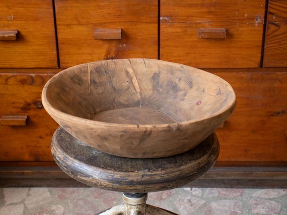 Primitive Rustic Wooden Dough Bowl