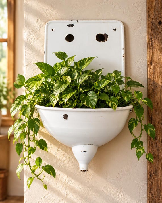 Vintage Enamel Outdoor Hanging Sink
