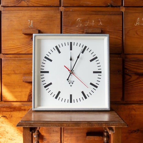 Vintage PRAGOTRON Wall Clock 1990 – Czech Industrial Square Clock