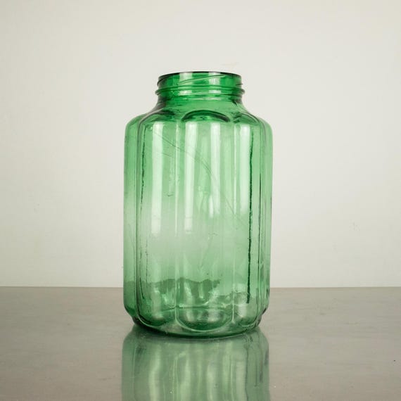 Beautiful Vintage Green Glass Jar