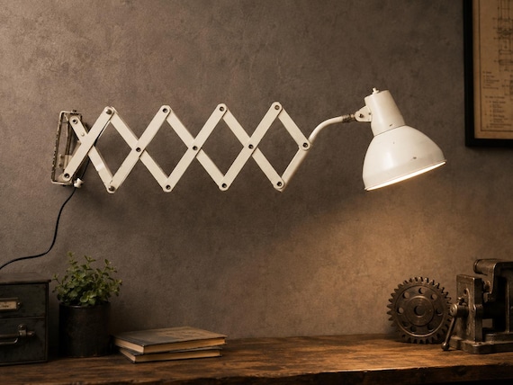 Vintage Scissor Wall Lamp, Adjustable Accordion Arm Lamp