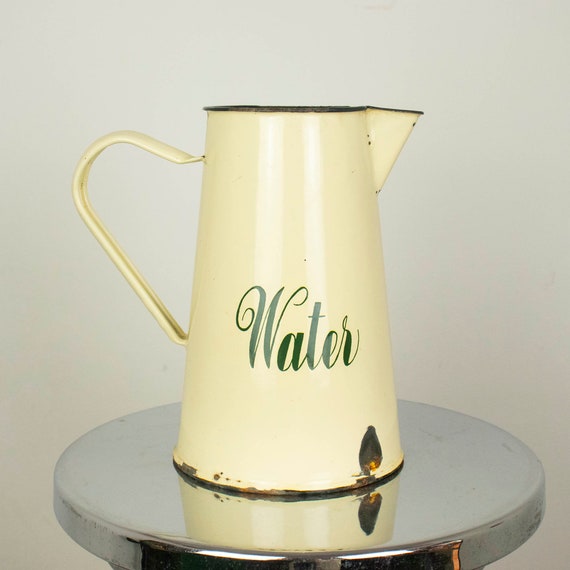 Vintage Porcelain Enamel Water Pitcher