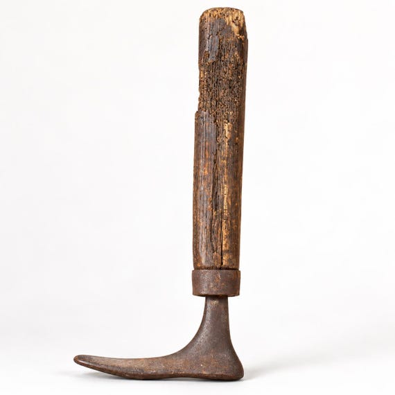 Antique Cobbler's Shoe Last, Cast Iron Shoemaker's Tool with Wooden Handle