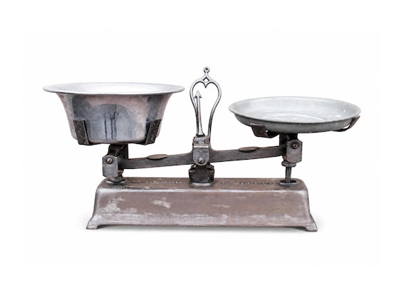 Vintage Cast Iron Groceries Scale with Aluminum Trays
