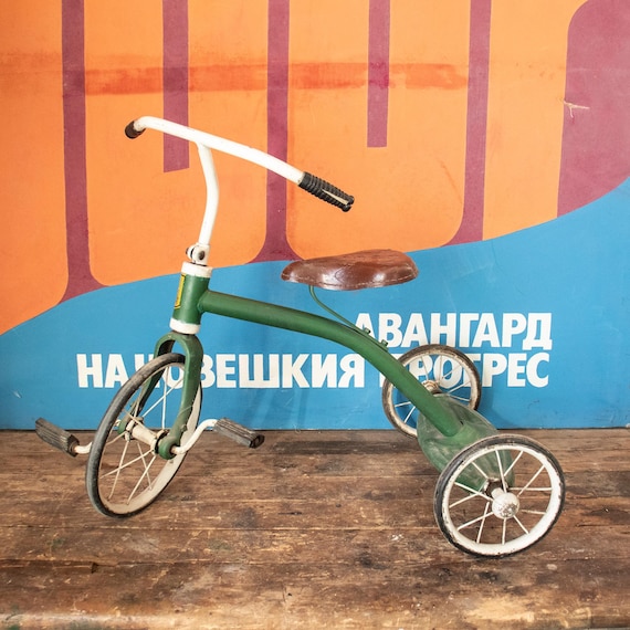 Vintage 1960s Soviet Children’s Metal Tricycle – Rare USSR Toy