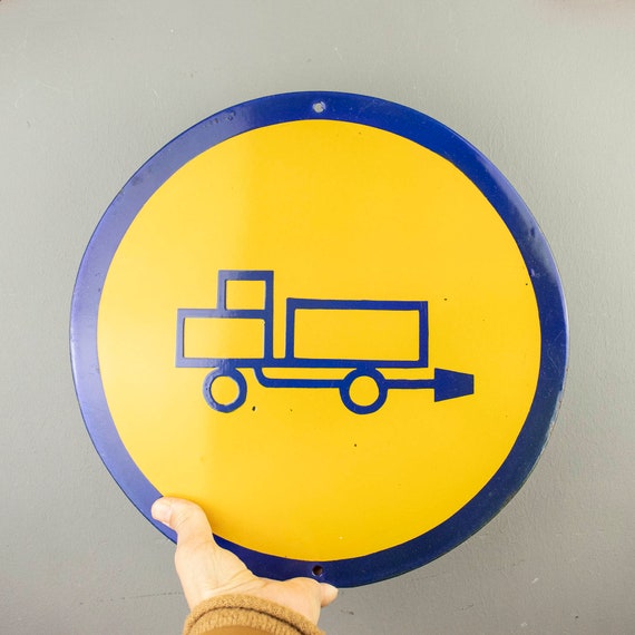 Blue and Yellow Factory Sign Truck