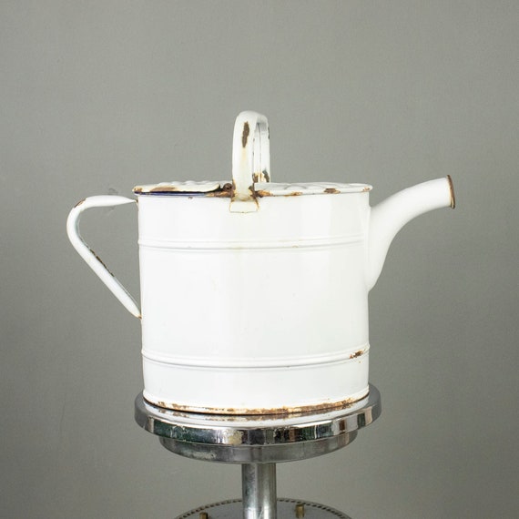 Vintage White Enamel Watering Can