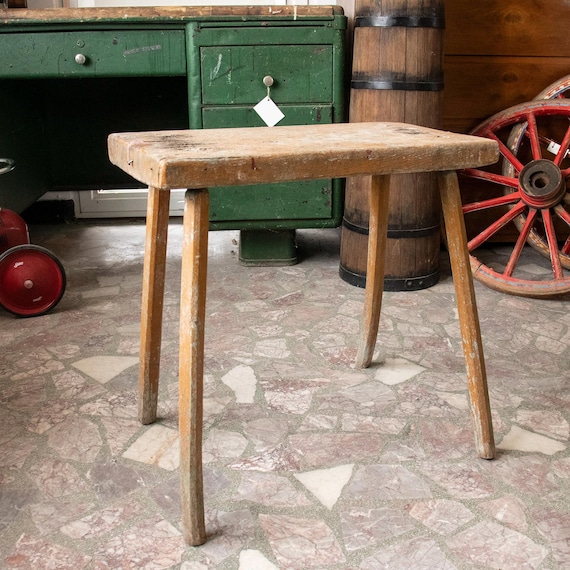 Vintage Romanian Wooden Butcher's Table