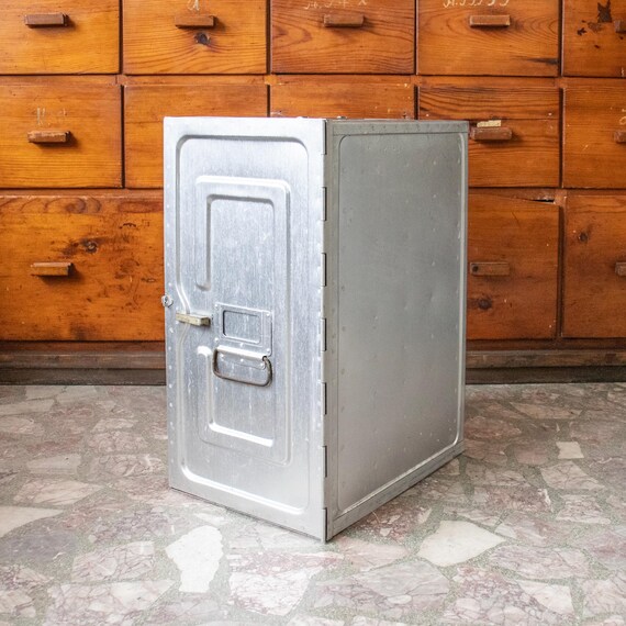 Vintage Balkan Airlines Aluminium Trolley Box, Industrial Airline Equipment