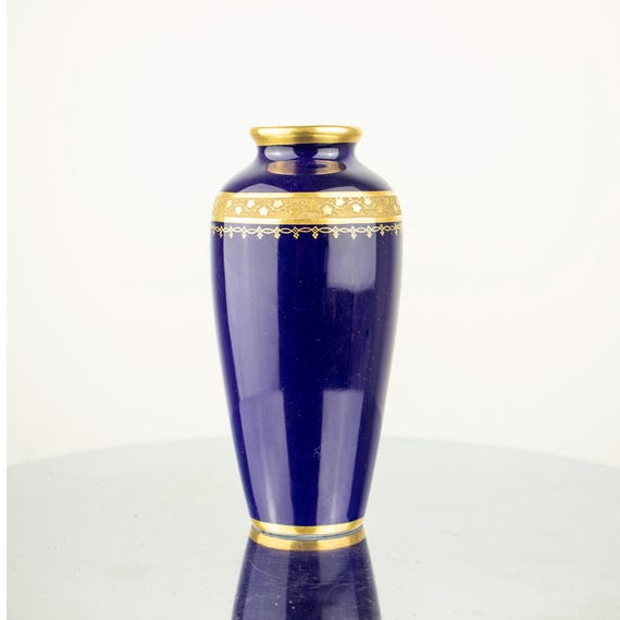 Vintage Cobalt Blue French Porcelain Vase Limoges
