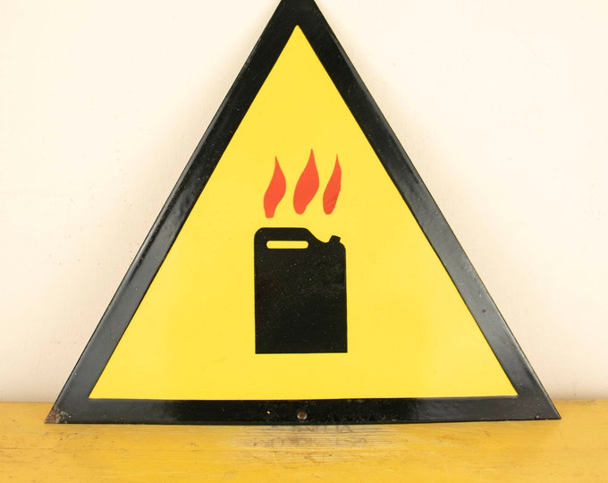 Vintage Enamel Factory Sign "Fire Hazard"