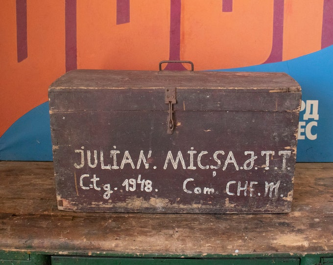 Vintage Romanian Wooden Chest