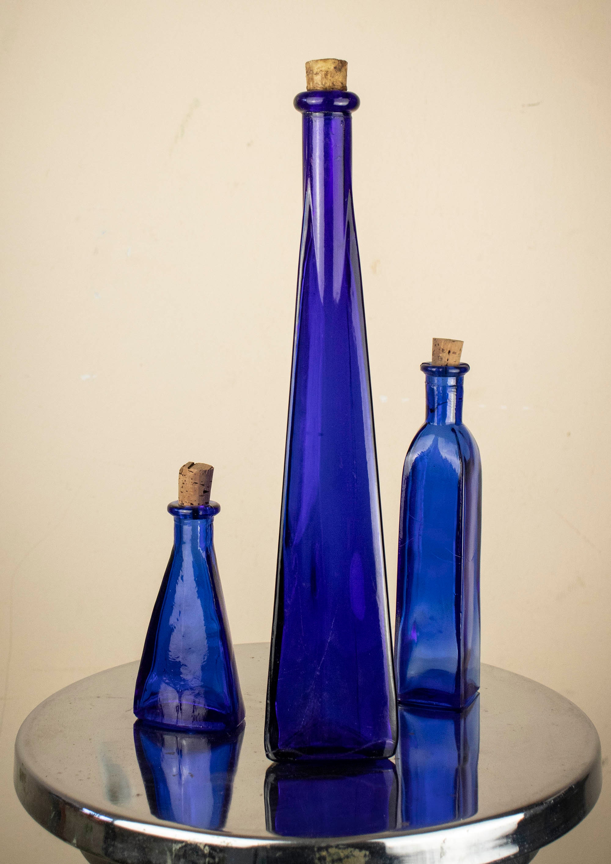 Cobalt Blue Glass Bottles With Cork Set of 3 Small Glass -  Norway