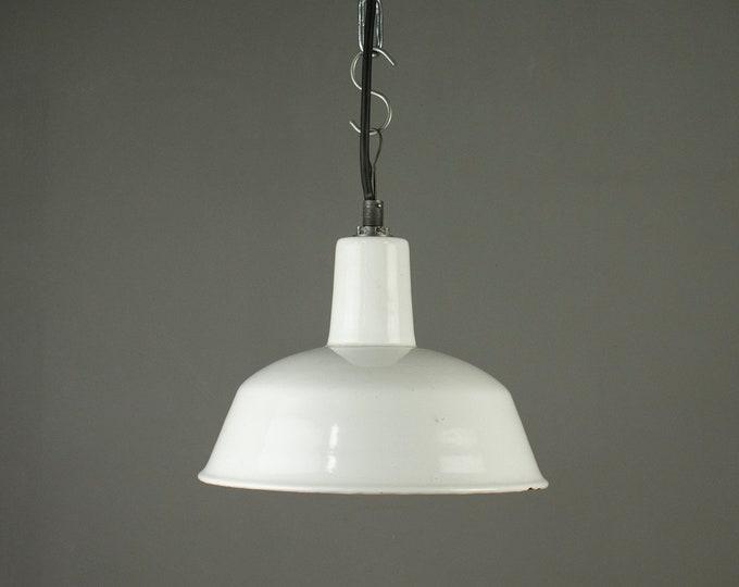 Small White Industrial Enamelled Lampshade