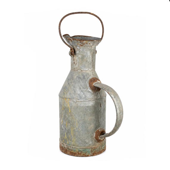 Vintage Galvanized Zinc Oil Can – Large Farmhouse Metal Jug
