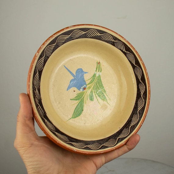 Vintage Bulgarian Traditional Clay Pottery Bowl