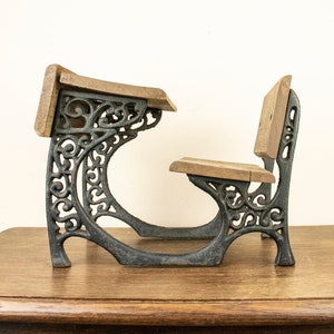 Vintage Dollhouse School Desk, Decorative Cast-iron School Desk