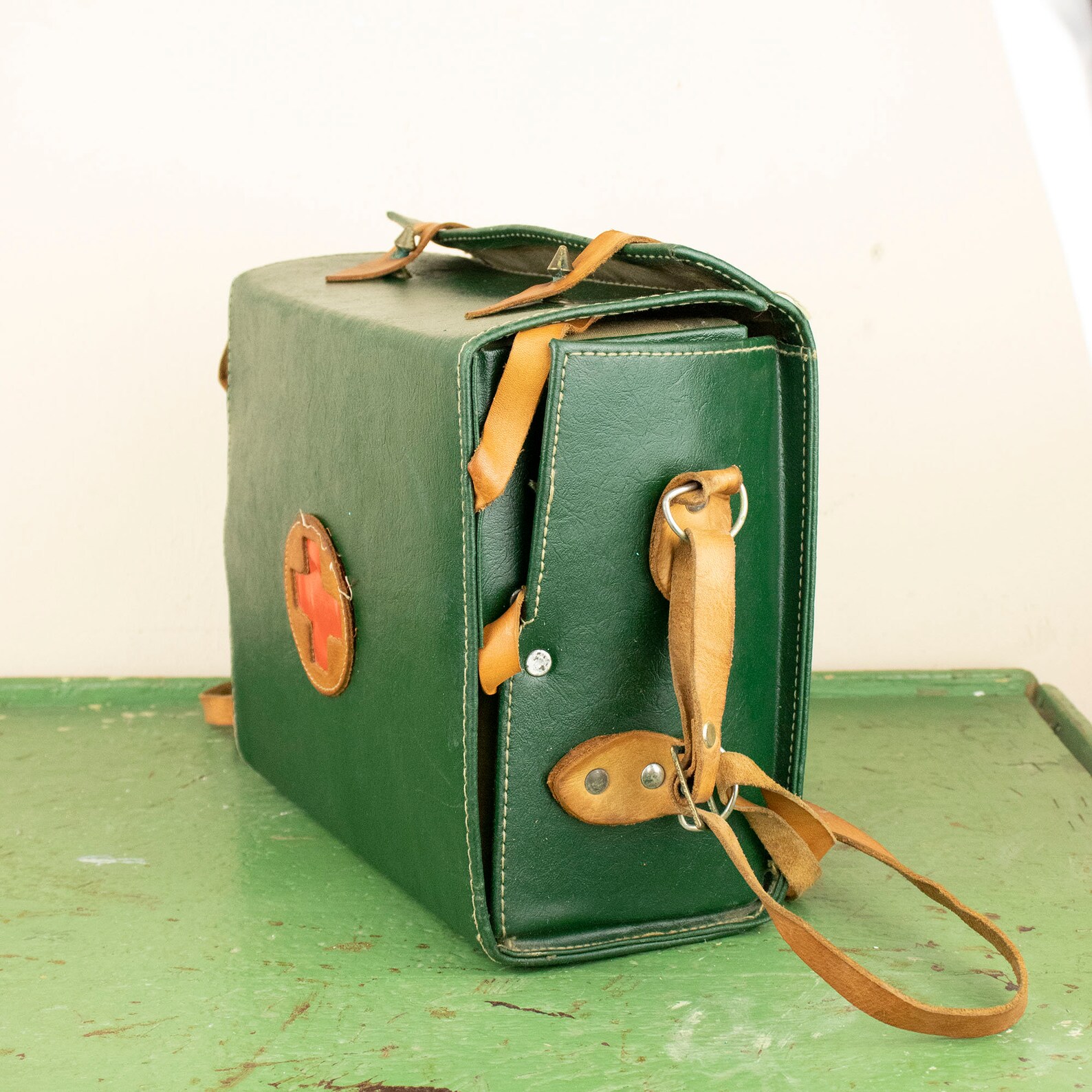 Vintage Leather Nurse Bag Old Handbag with Red Cross Etsy