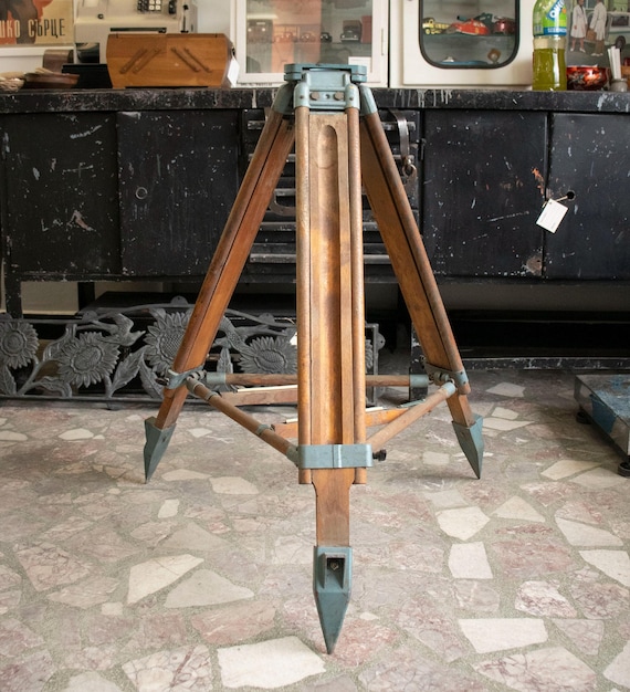 Vintage Wooden Surveying Tripod