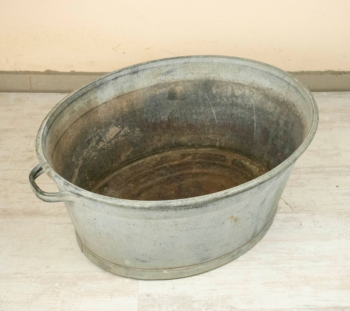 Large Vintage Zinc Bath Galvanized Vintage Bath Zinc Basin - Etsy