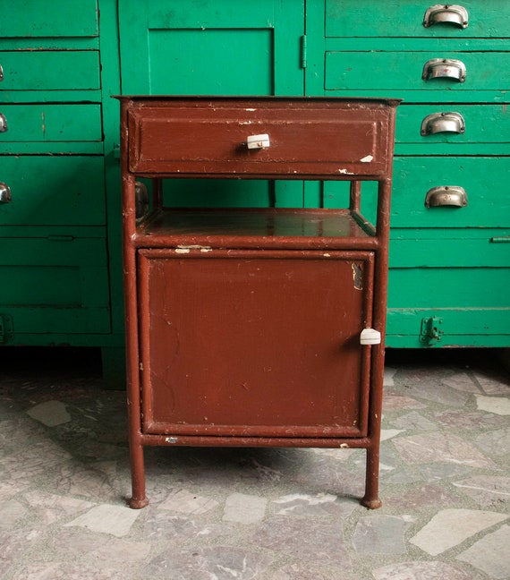 Vintage Hospital Metal Nightstand