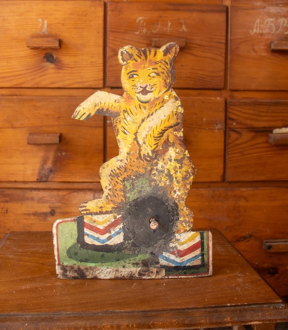 Vintage Hand-Painted Tiger Shooting Gallery Target