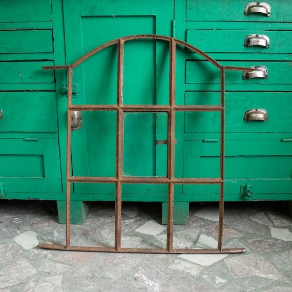 Vintage Farmhouse Arched Iron Window Frame