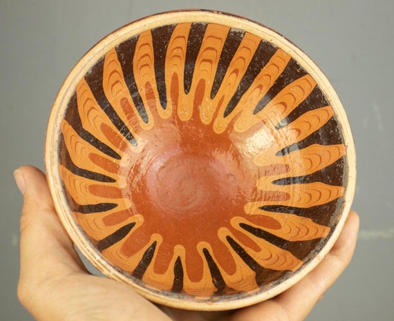 Vintage Bulgarian Traditional Clay Pottery Bowl