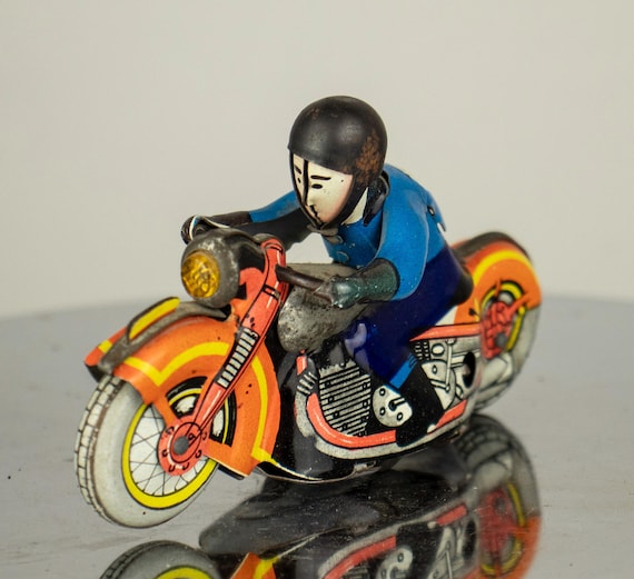 Vintage Hungarian Lithographed Tin Motorcycle Toy