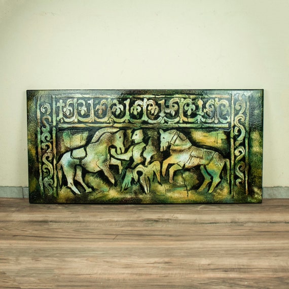 Rare Large Vintage Enamel Art Sign, Unique Vintage Porcelain Sign