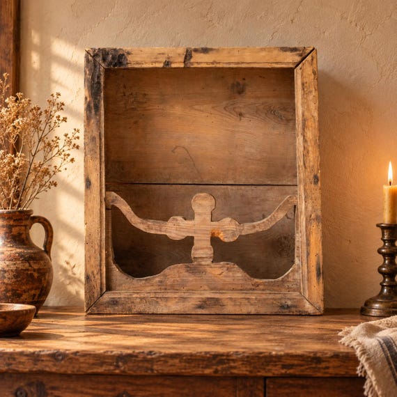 Antique Wooden Orthodox Iconostasis, Rustic Home Icon Shrine