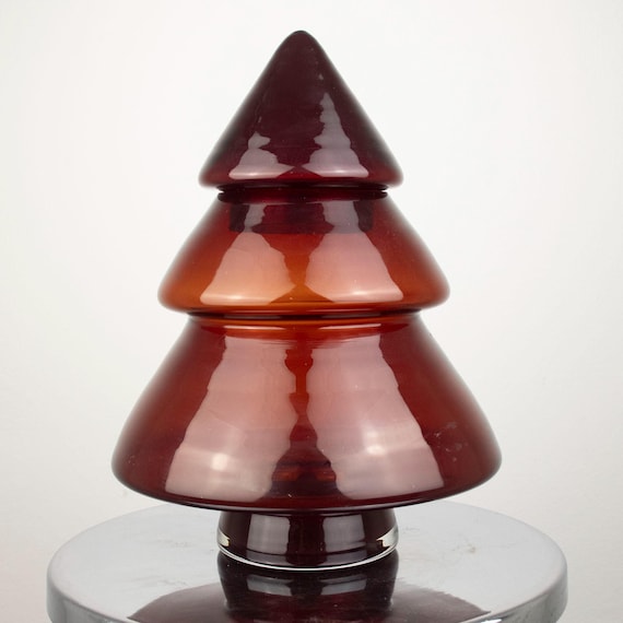 Vintage Glass Christmas Tree Cookie Jar