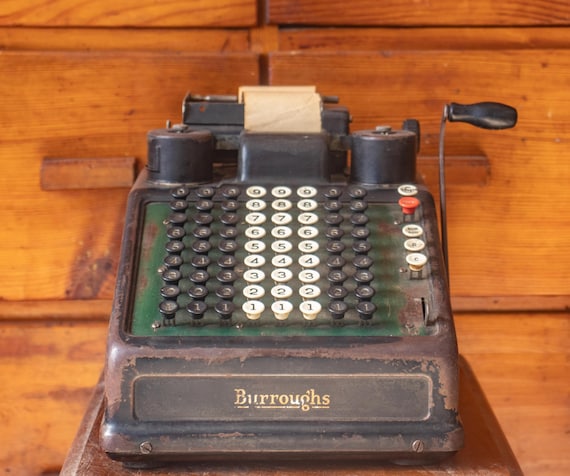 Antique Burroughs Adding Machine, Vintage Mechanical Calculator circa 1925–1930