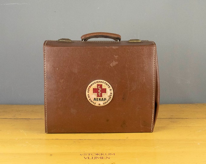 Vintage  Doctor's Briefcase with a Red Cross
